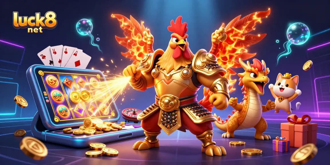 Experience the thrill of luck8 net with vibrant slot games and dynamic casino characters.