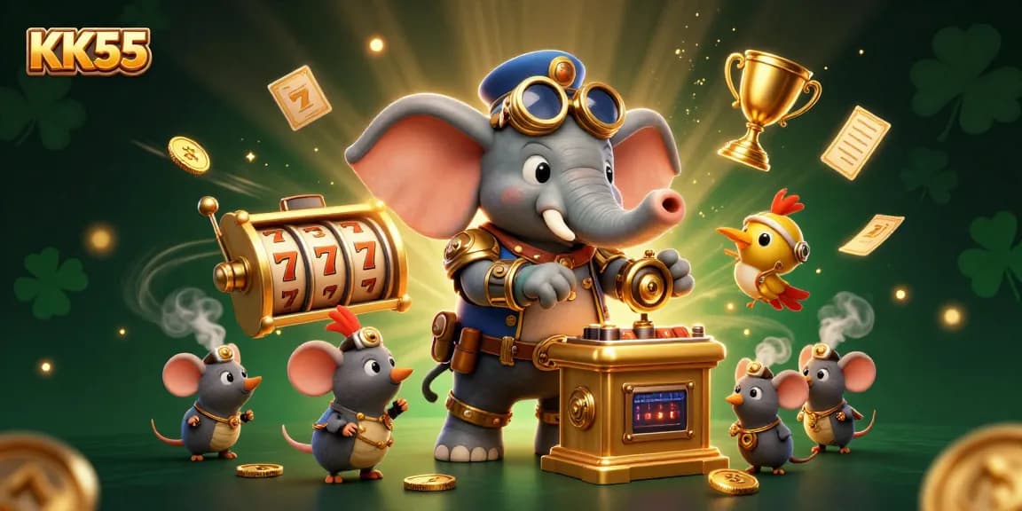 Engage with KK55 and experience thrilling wins at the slot machine amidst dynamic casino elements.