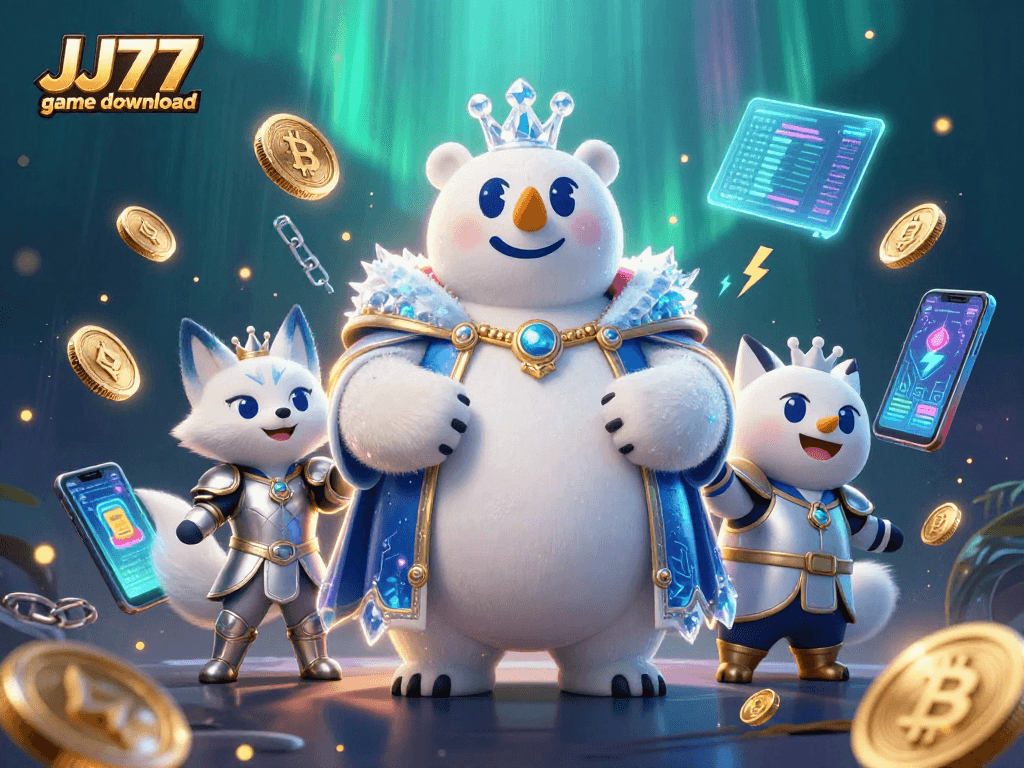 Join the excitement with JJ77 game download featuring crypto elements and vibrant characters!