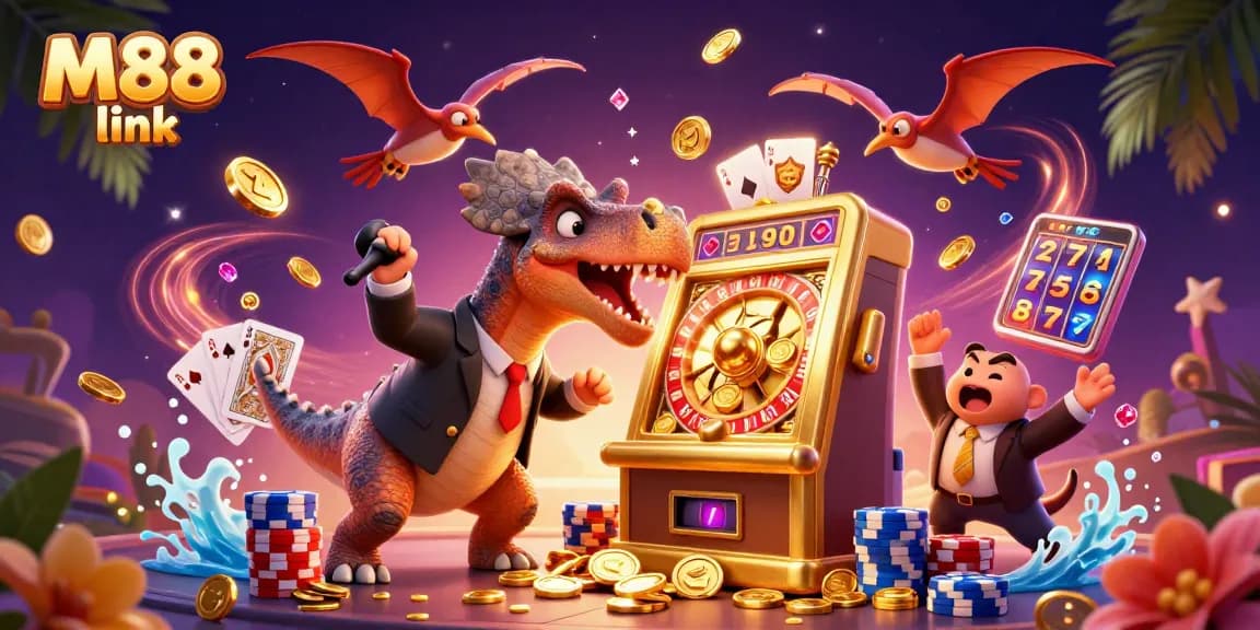 Catch golden coins in the thrilling M88 link jackpot illustration.