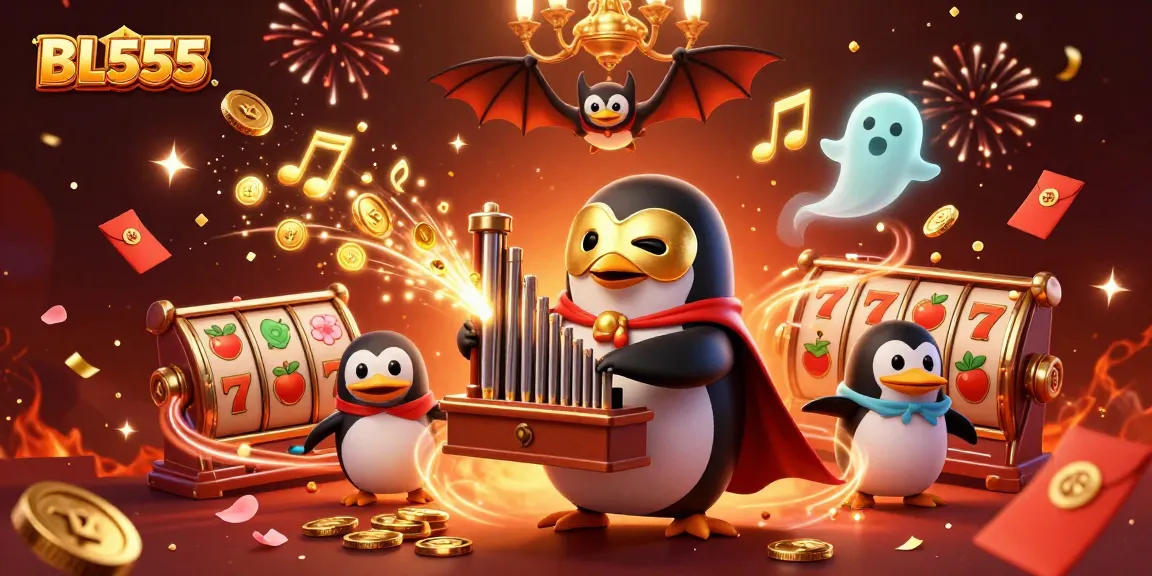 Experience thrilling gameplay at BL555 with our animated casino theme featuring exciting slot reels and golden coins.