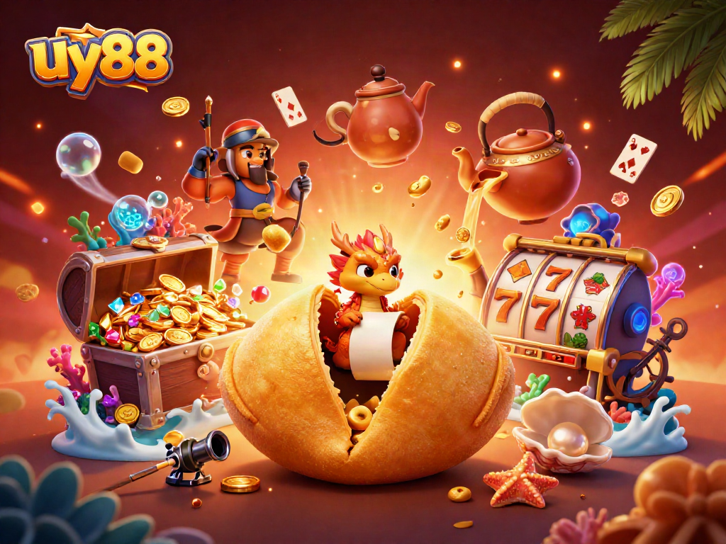 Experience thrilling gameplay with uy88 in this energetic casino scene featuring dynamic slot symbols.