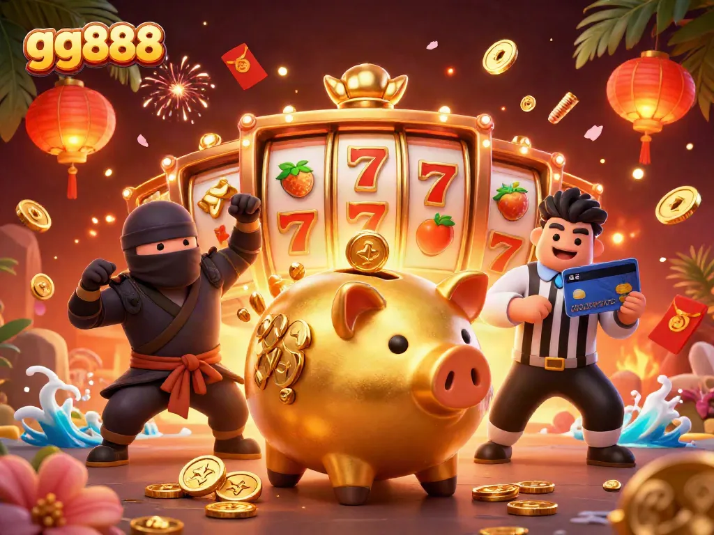 Experience thrilling gameplay with gg888 in this vibrant casino-themed illustration.