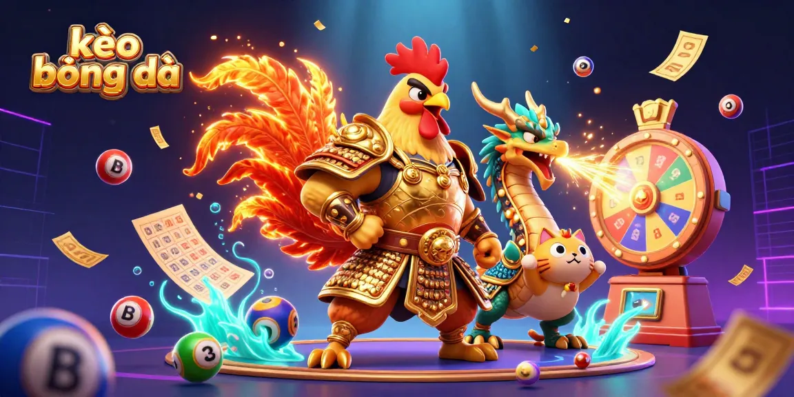 Engage with kèo bóng đá in a vibrant, dynamic illustration showcasing sports betting excitement with animated characters and winning elements.