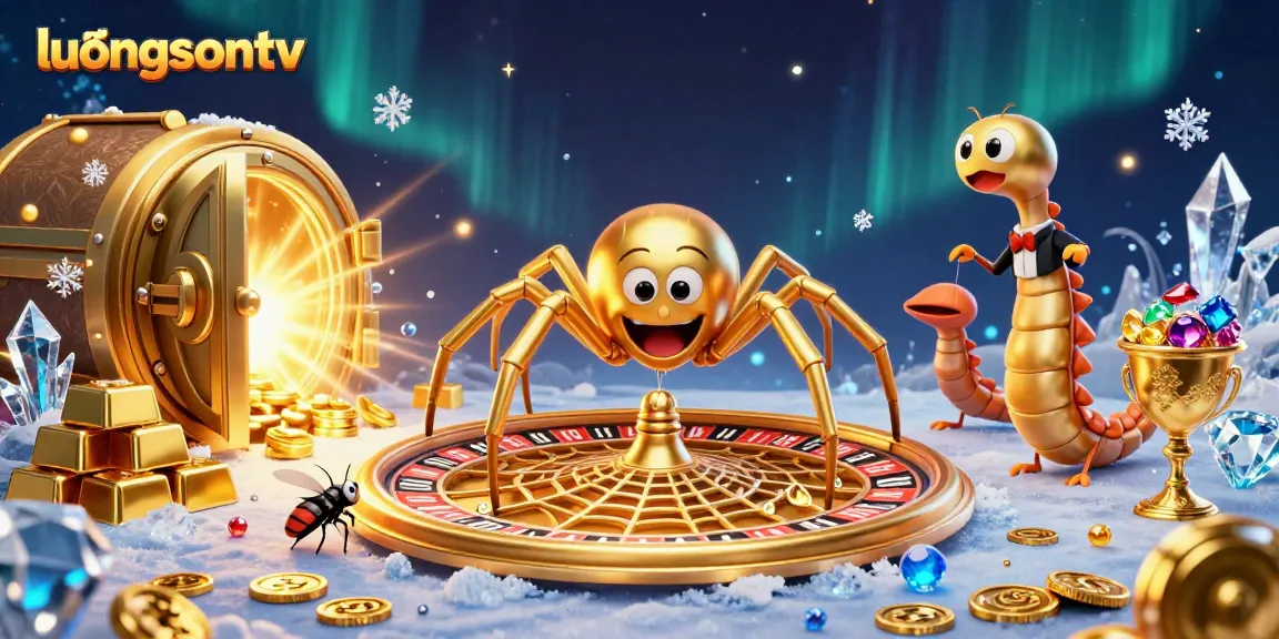 Experience the excitement of betting on luongsontv with a dynamic 3D casino scene showcasing a unique roulette wheel.