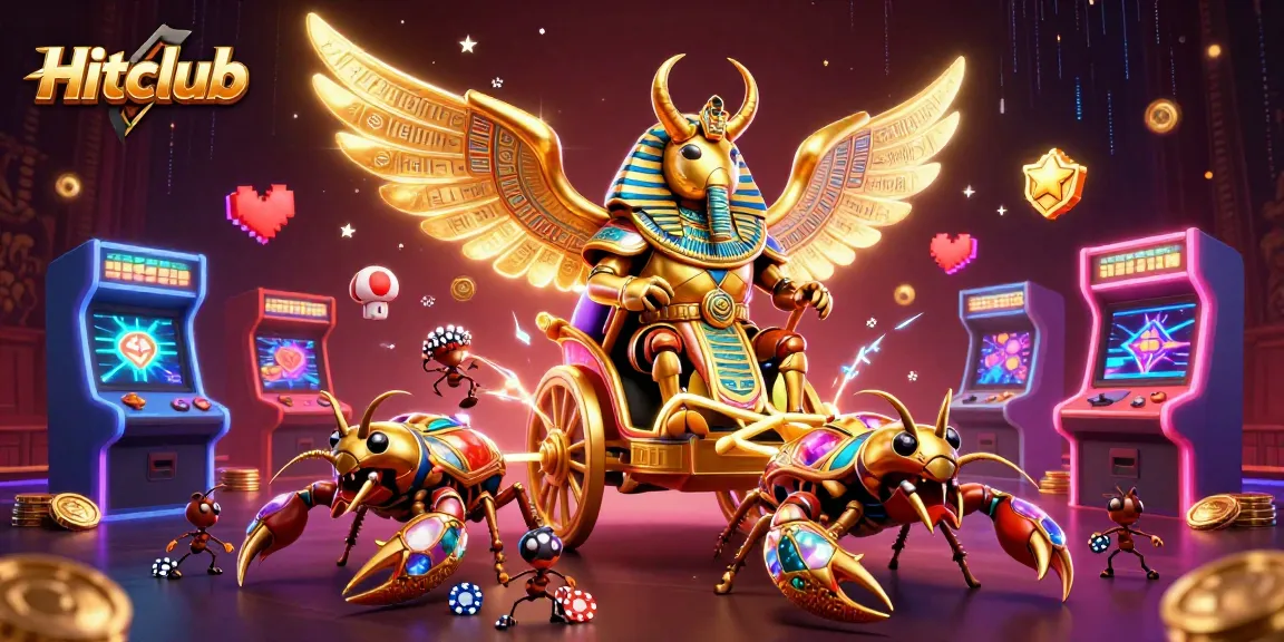 Engage in thrilling gameplay at Hitclub, featuring vibrant 3D casino elements and characters.