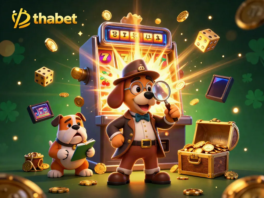 Engage with thabet's exciting world, where cartoon detectives uncover winning secrets in a vibrant casino.