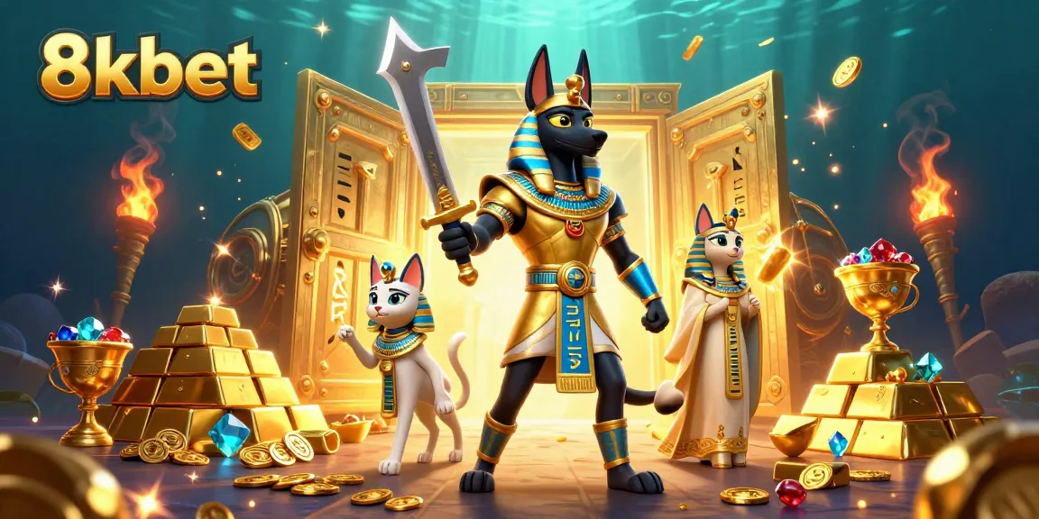 Experience thrilling action with 8kbet's immersive gaming scene featuring rich treasures and dynamic characters.