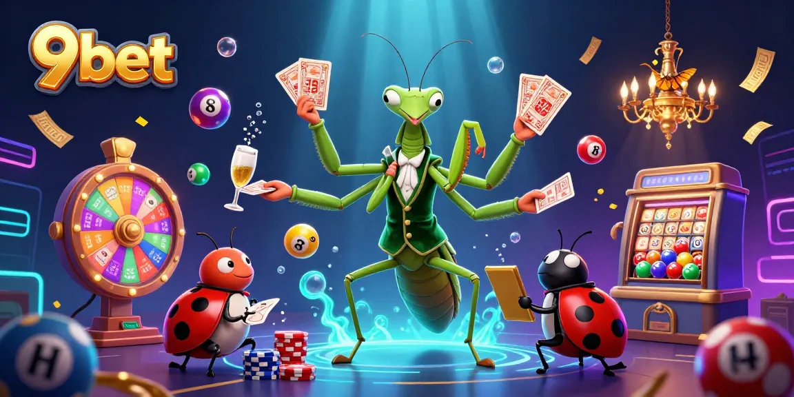 Experience exciting gameplay with 9bet as the praying mantis card sharp dazzles in a vibrant casino.