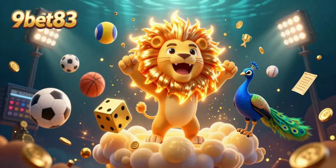 Experience winning thrill with 9bet83's vibrant casino adventure featuring a roaring lion.