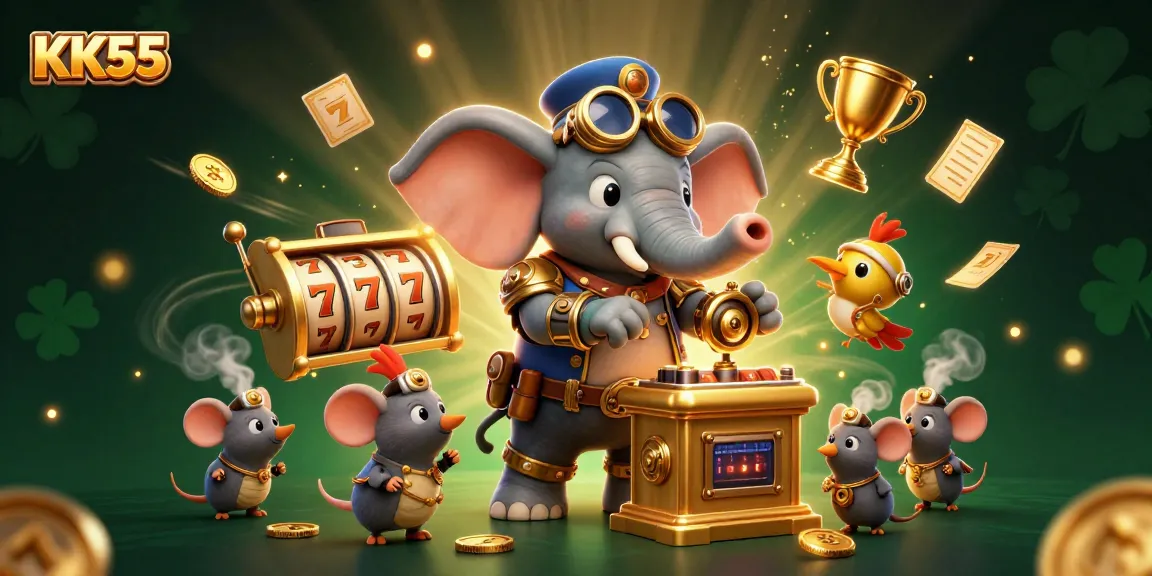 Engage with KK55 and experience thrilling wins at the slot machine amidst dynamic casino elements.