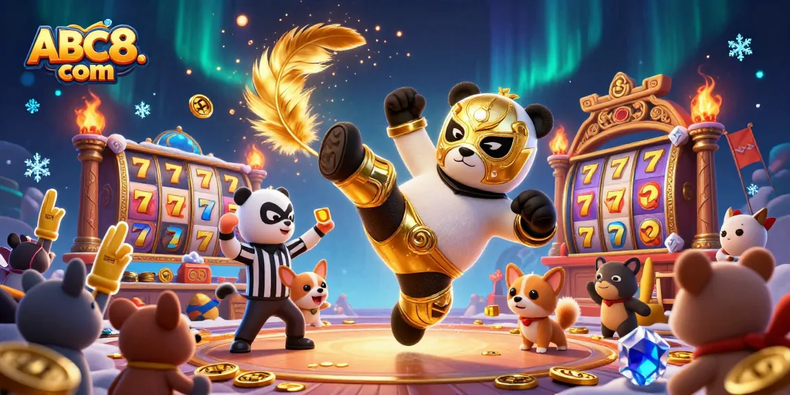 Experience the excitement of slots and online betting at ABC8. com showcasing a dynamic wrestling scene.