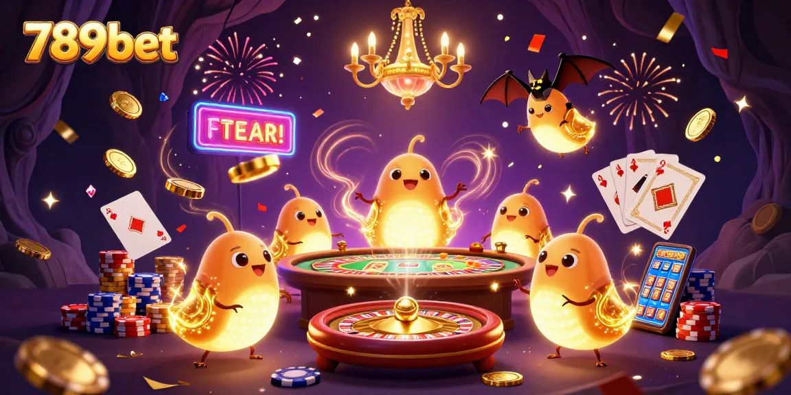 Experience the thrill of winning at 789bet with animated glowworms and bioluminescent effects in a vibrant casino scene.