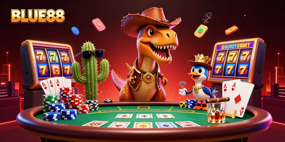 Engage with BLUE88's exciting slot games featuring vibrant characters and colorful elements.