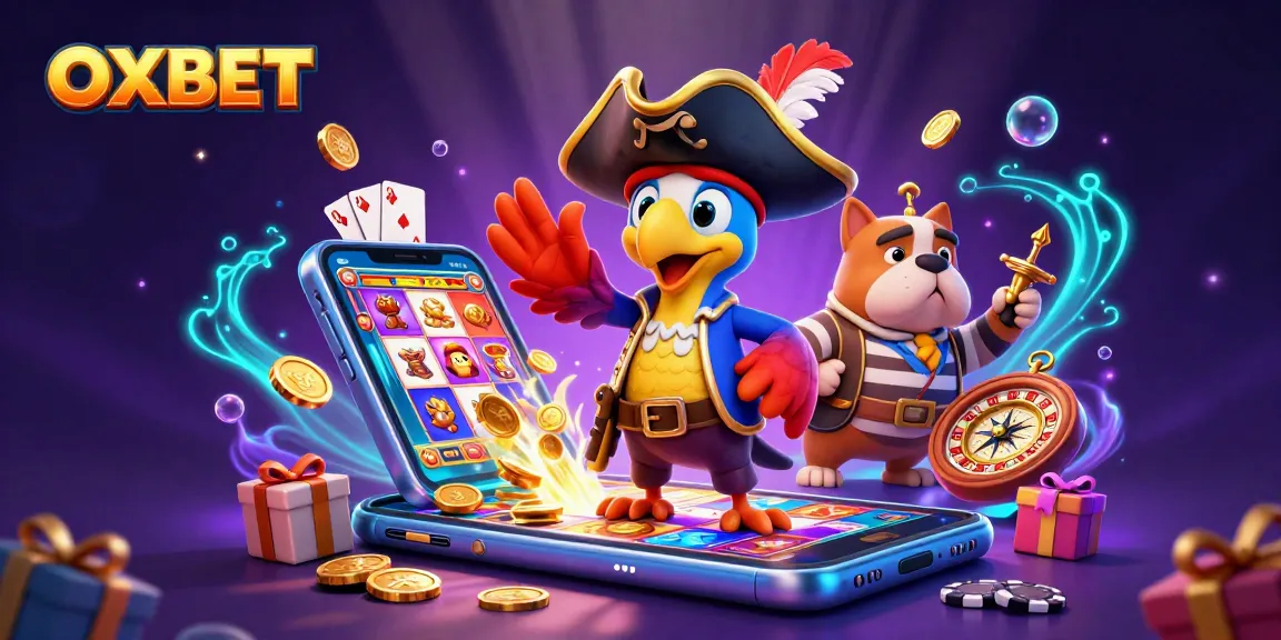 Spin the reels with OXBET's vibrant slot games in this dynamic 3D casino scene.