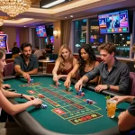 Friends enjoying the excitement of games at Five88 casino with vibrant atmosphere