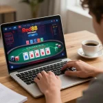 Engaging gameplay at red88 online casino with person focused on blackjack session.