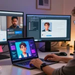 Engaging character ai nsfw interaction in a vibrant digital workspace, showcasing diverse AI models and customization options.