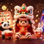 Experience the thrill of tk666 with vibrant characters amidst a jackpot explosion in this animated scene.