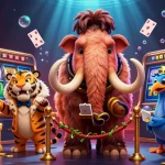 Experience thrilling slots with 9bet in a vibrant 3D casino scene featuring unique characters.