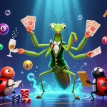 Experience exciting gameplay with 9bet as the praying mantis card sharp dazzles in a vibrant casino.