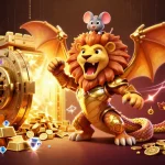 Engage with exciting games at oxbet com, featuring a golden chimera and treasure-filled casino environment.
