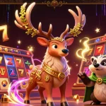 Experience thrilling slots action with xo88, featuring a Celtic druid and a badger in a vibrant casino atmosphere.