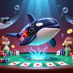 FIVE88 showcases a lively casino scene with an orca, stingray, and sea otters celebrating around gaming elements.