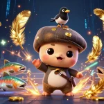 Join the action at HITCLUB with playful characters and exciting gaming elements in this vibrant illustration.