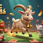 Engaging cá cược bóng đá scene with cartoon Krampus goat amidst elf gremlins at a vibrant casino.