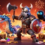 Experience thrilling gameplay in Sunwin with an ultra-detailed 3D illustration of epic characters and vibrant casino elements.