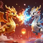 Experience the excitement of LUCKY88 slots with vibrant dragons and dynamic casino elements.