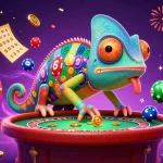 Play nổ hũ đổi thưởng with a vibrant illustration featuring colorful elements and a dynamic casino atmosphere.