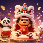 Experience vibrant 3D gaming action with o8 com, featuring lively characters in a dazzling casino scene.