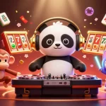 Experience excitement with luck8 com as the DJ panda spins and characters celebrate in a vibrant casino scene.