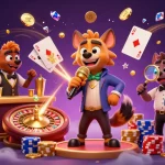 Engage in casino fun at LUCK8 with lively hyenas, golden coins, and thrilling games.