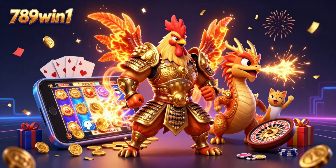 Experience thrilling gameplay with 789win1 as golden sparks illuminate the casino scene.