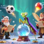 Engage with còn lại chia đều in this dynamic 3D scene featuring fortune tellers and sports action elements.
