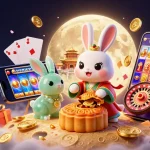 situs slot gacor showcases a whimsical scene with moon rabbits and casino elements enhancing the gambling fantasy.