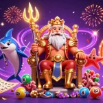 Experience thrilling wins with VIN88 in this vibrant 3D casino scene featuring Neptune.