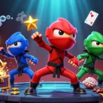 Experience thrilling action at trang chủ red88 with a vibrant 3D ninja chameleon scene full of treasures and gaming elements.