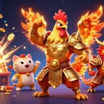 Engage with the epic world of trang chủ Fb68 featuring a golden samurai rooster and dragon hatchling.