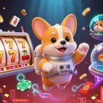 Engage with animation featuring on68: an astronaut corgi and casino elements delivering a cosmic thrill.