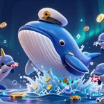 Experience excitement with cổng game hitclub, featuring a surreal underwater scene of a whale, narwhal, and playful dolphins.