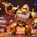 Experience thrilling wins with f168 in this dynamic 3D scene featuring slot game excitement.