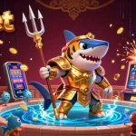 Experience the excitement of shbet with an underwater colosseum led by a golden shark gladiator.